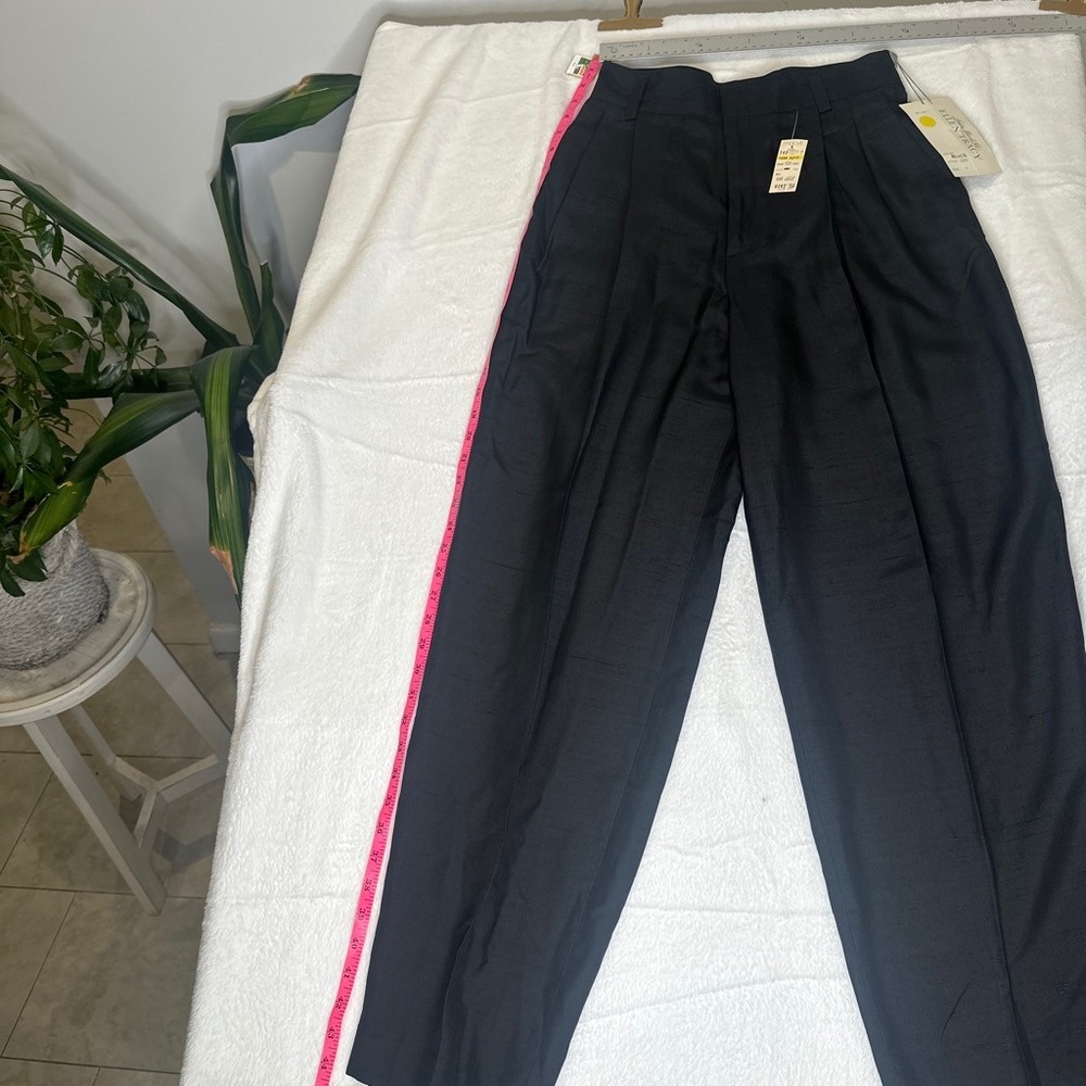 Quiet Luxury Old Money Vintage Black 100% Silk Pleated Trousers HighWaist  6 NWT - Picture 7 of 8